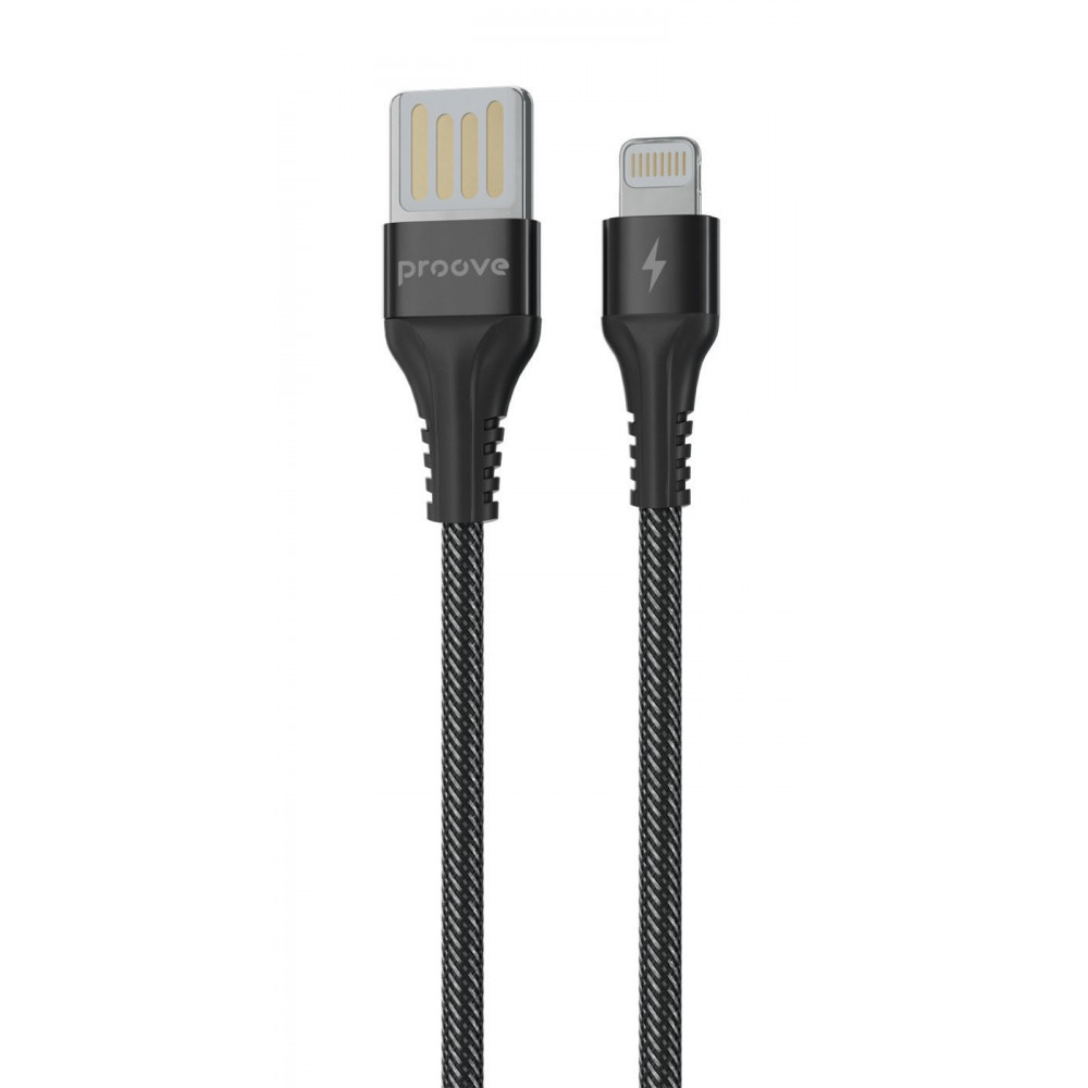 Кабель Proove Double Way Weft USB to Lightning 2.4A (1m) black на малюнкі №1