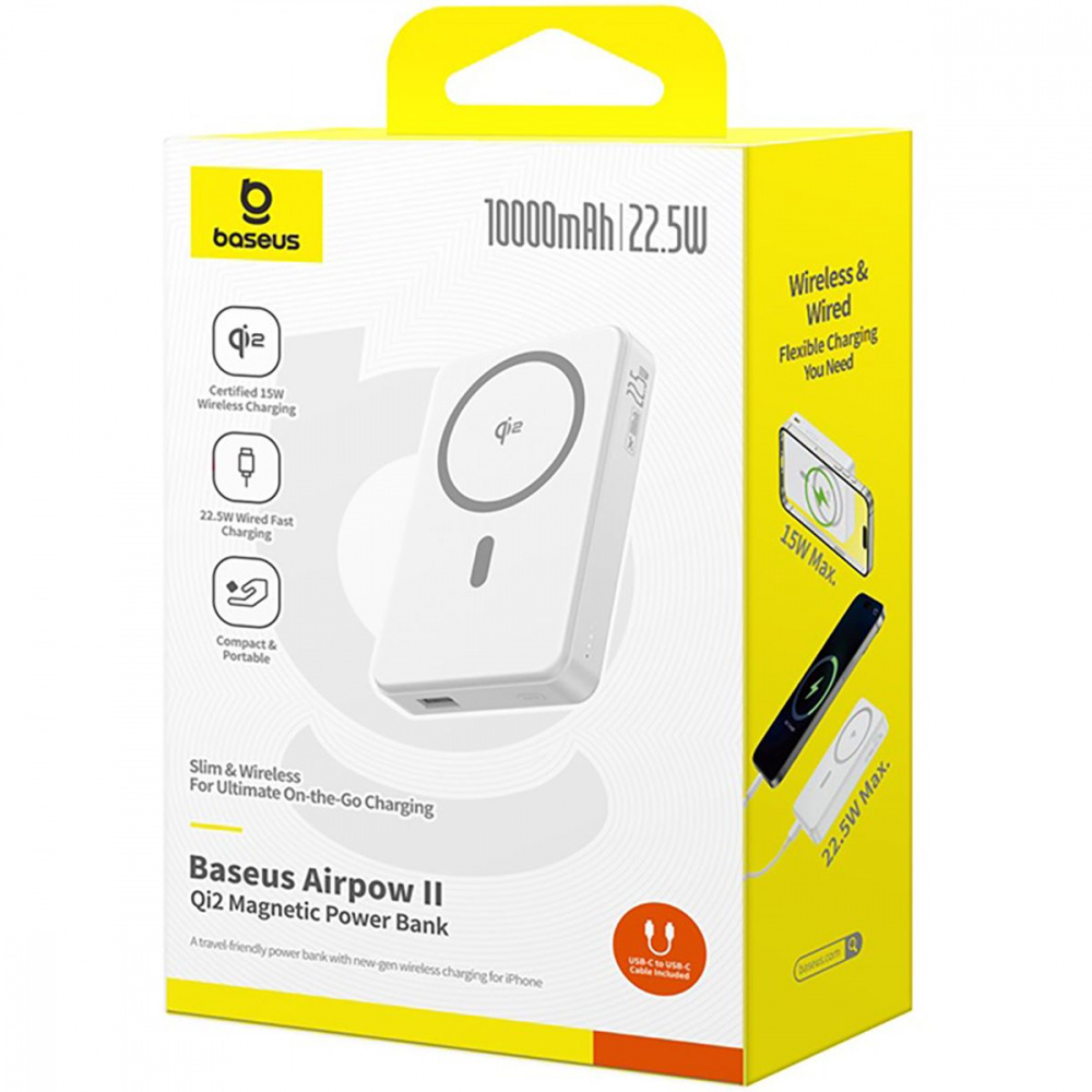 Портативна Батарея Baseus Airpow II Qi2 22.5W 10000mAh — Придбати в Україні - фото 1