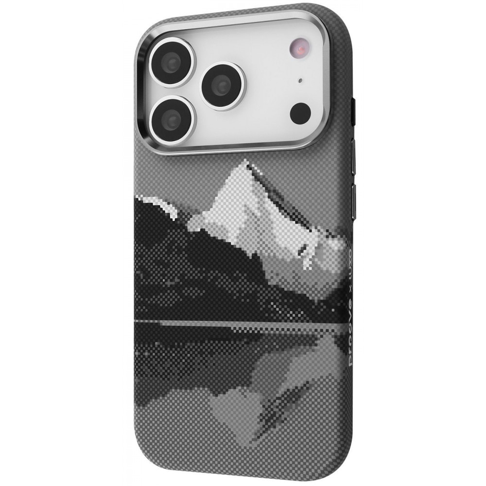 Чехол Gleam Case with Magnetic Ring iPhone 17 Pro silver peak (PCGCIP17P069) серебряная вершина на картинке №1