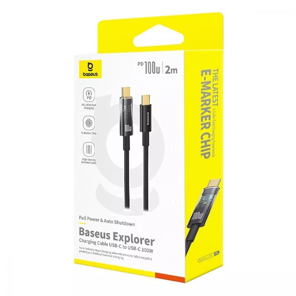 Кабель Baseus Explorer Series Auto Power-Off Type-C to Type-C 100W (2m) - фото 1