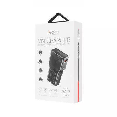 Travel Adapter Yesido MC17 Type-C 20W (UK/EU/US/AUS) — Придбати в Україні