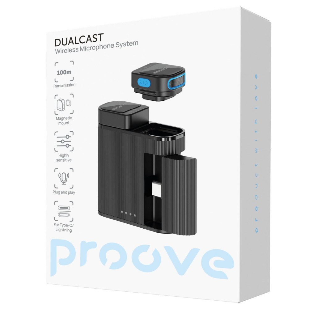 Беспроводной петличный микрофон Proove DualCast black (PDWM00002001) Черный на картинке №2