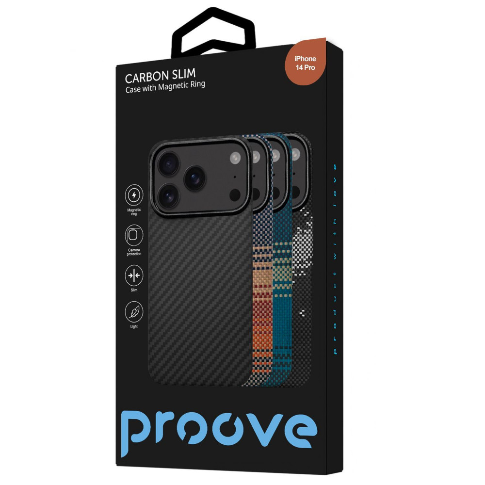 Чехол Proove Carbon Slim with Magnetic Ring iPhone 14 Pro onyx (PCCSIP14P060) Черный на картинке №2