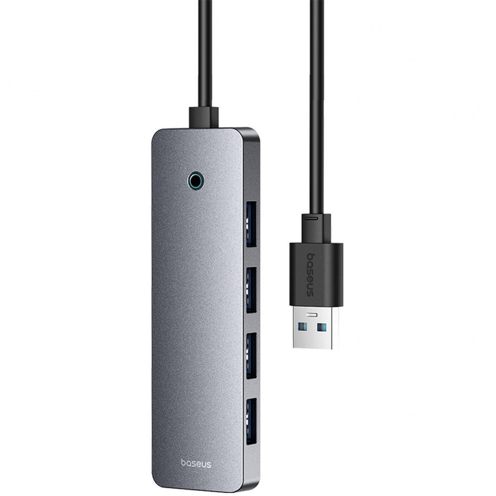 USB-Хаб Baseus UltraJoy Series 4-Port HUB Lite (USB to USB3.0*4+Type-C5V) 2m gray (B0005280B811-07) Серый на картинке №3