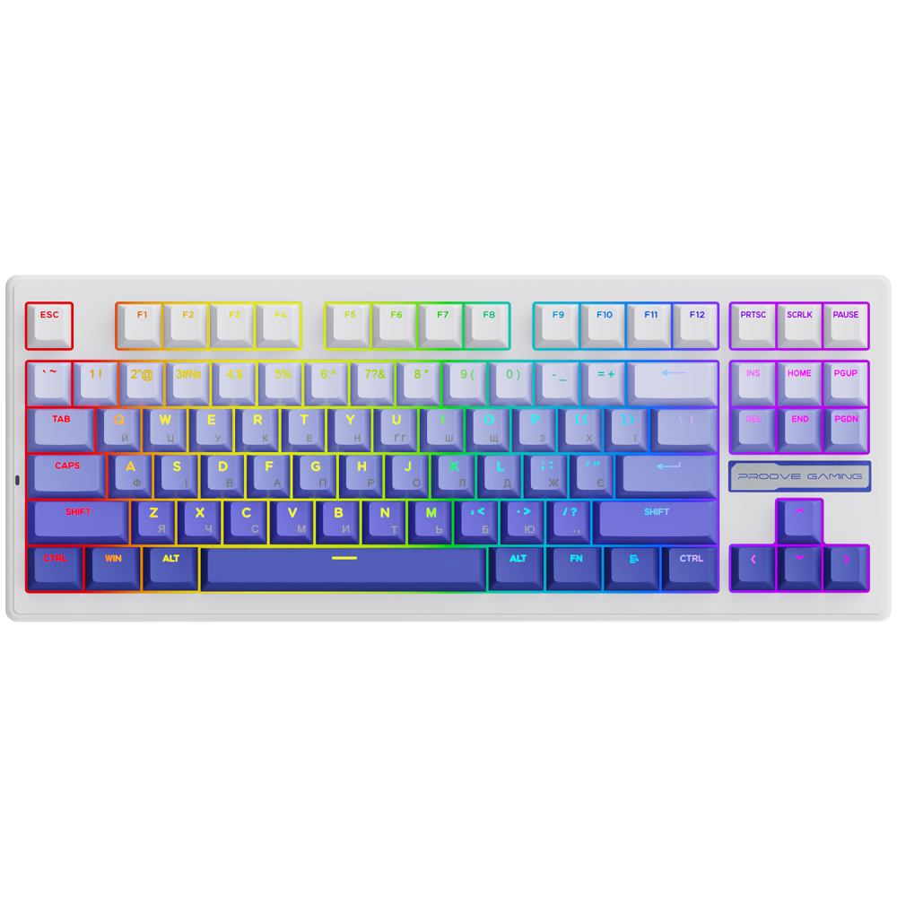 Бездротова клавіатура Proove Gaming Rampage (Ukraine Layout) gradient purple/white