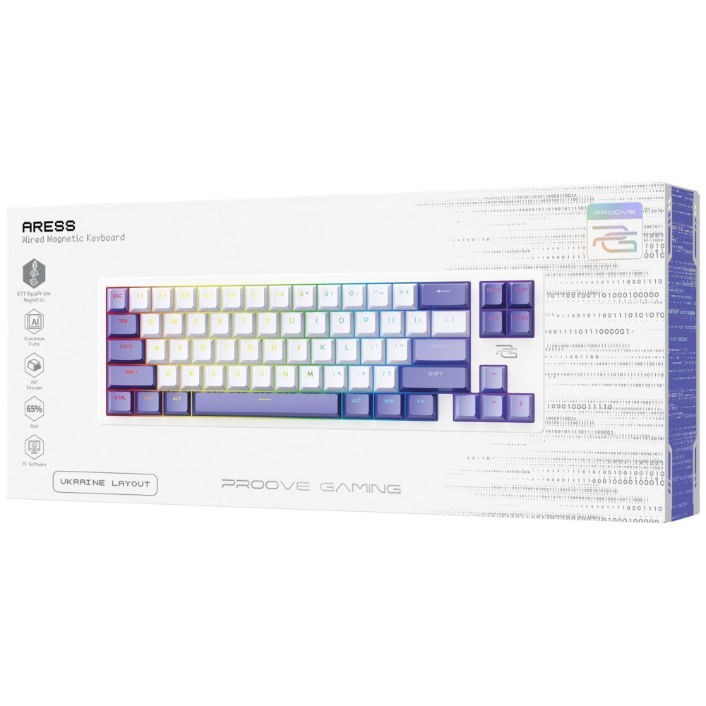 Дротова магнітна клавіатура Proove Gaming Aress (Ukraine Layout) white/purple