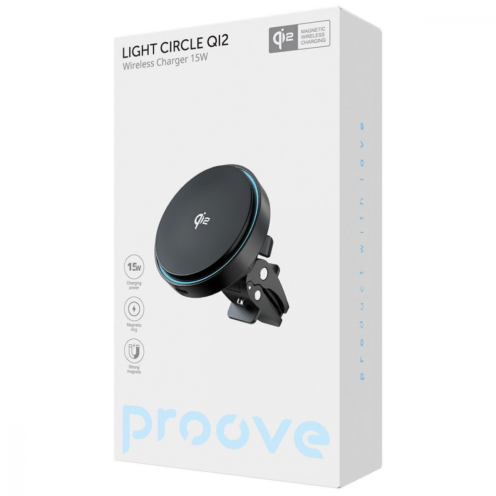 Автодержатель с Беспроводной Зарядкой Proove Light Circle Qi2 15W - фото 1