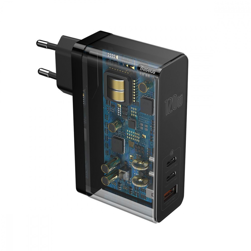 СЗУ Baseus GaN Mini Quick Charger 120W (2 Type-C + USB) + Cable Type-C to Type-C 5A (1m) - фото 8