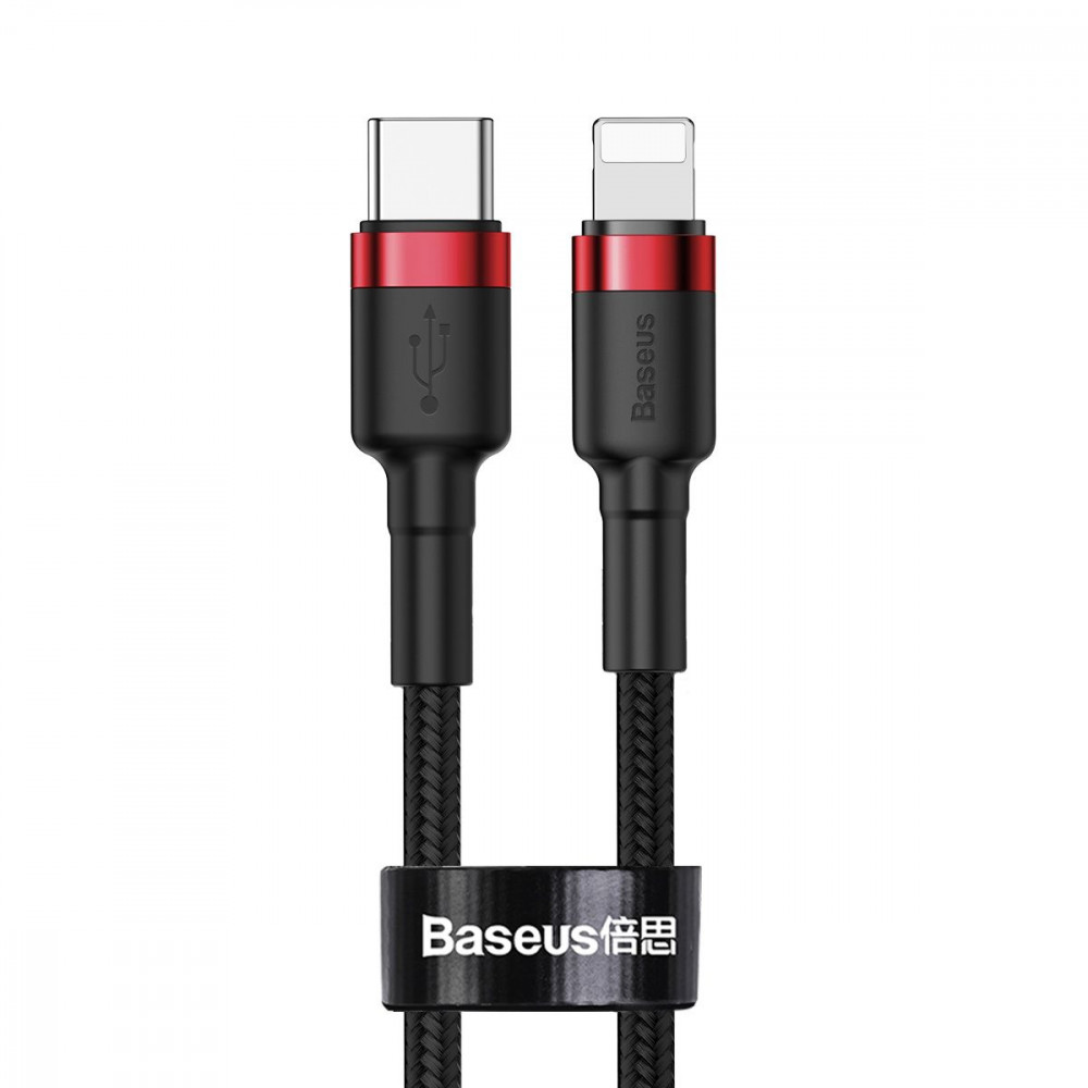 Кабель Baseus Cafule Type-C to Lightning PD 18W (1m) red/black (CATLKLF-91) Червоний/чорний на малюнкі №1