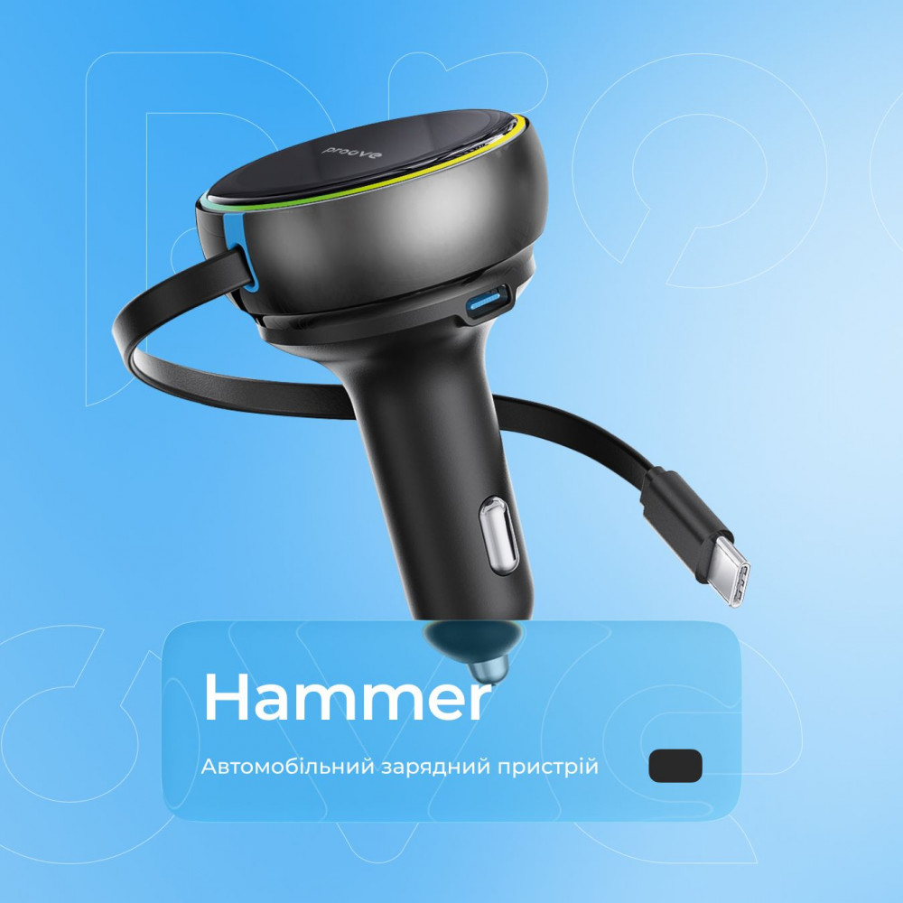 АЗП Proove Hammer 81W (Type-C + USB) + Retractable Type-C Cable — Придбати в Україні - фото 2