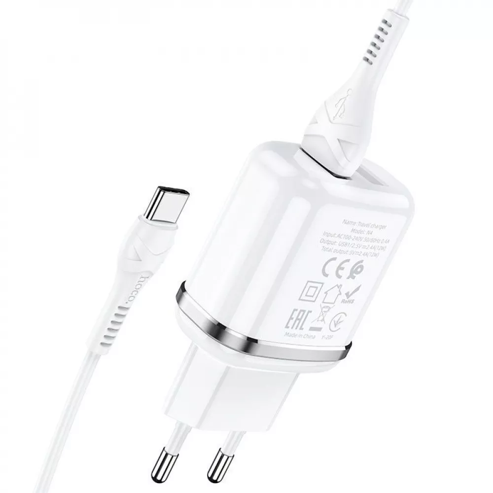 СЗУ Hoco N4 Aspiring + Cable (Type-C) 2.4A 2USB - фото 2