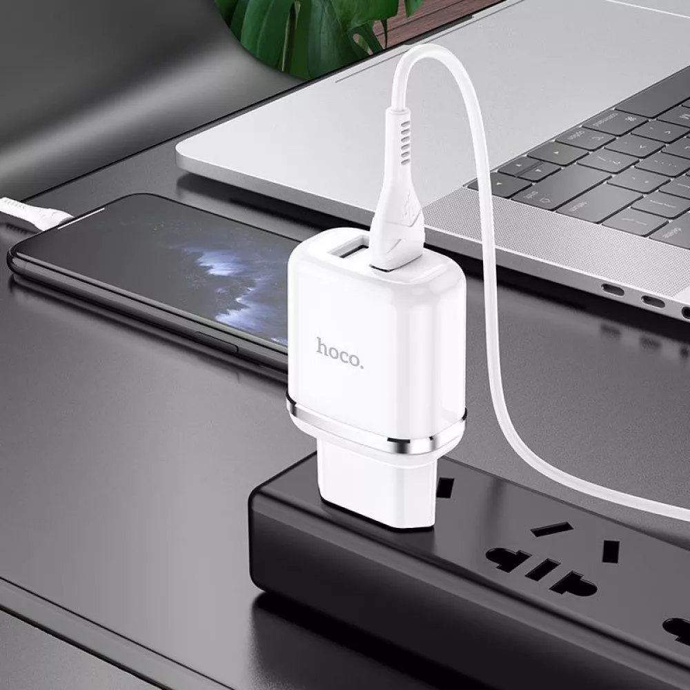 СЗУ Hoco N4 Aspiring + Cable (Type-C) 2.4A 2USB - фото 4