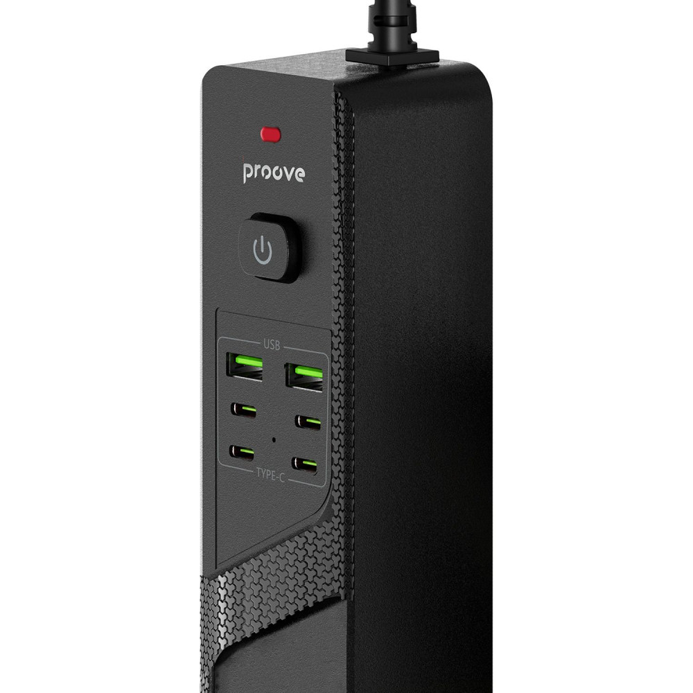 Сетевой фильтр Proove Power Strip P-04C (4 розетки + 2 USB + 4 Type-C) 3М black (PSPS25002431) Черный на картинке №4