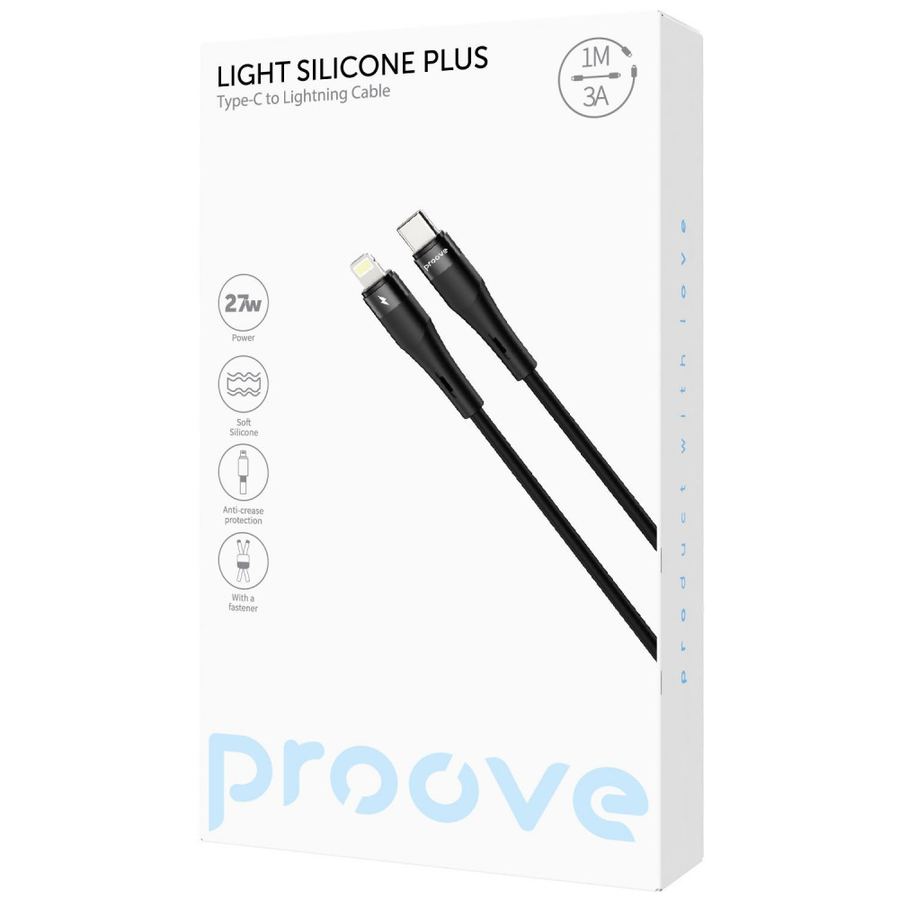 Кабель Proove Light Silicone Plus Type-C to Lightning 27W (1m) black на малюнкі №2