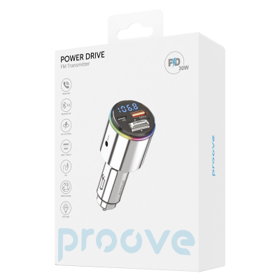 Купить Автомобильное ЗУ Proove FM Launcher Power Drive 30W (PD+QC3.0) Type-C+USB+AUX 50882 - Ncase