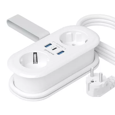 Мережевий фільтр Proove Supercoil 20W (2xAC + Type-C + 2xSB) 1.5m — Придбати в Україні