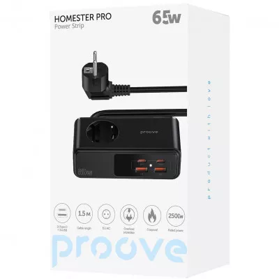 Мережевий фільтр Proove Homester Pro 65W (AC + 2xType-C + 2xUSB) 1.5m — Придбати в Україні