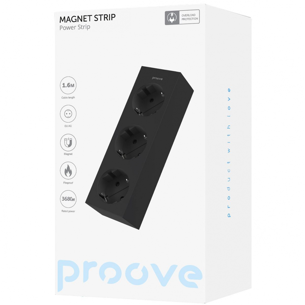 Мережевий фільтр Proove Magnet Strip (3xAC) 1.6m — Придбати в Україні - фото 1