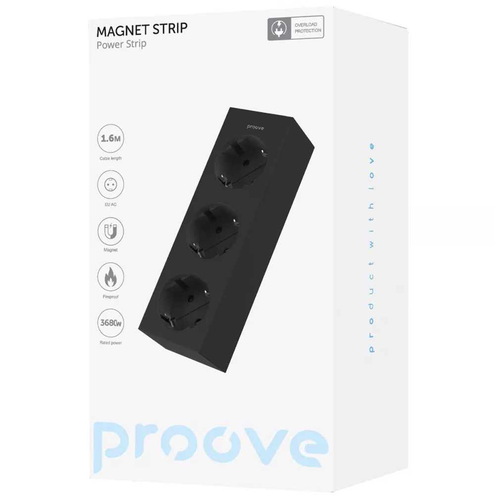 Мережевий фільтр Proove Magnet Strip (3xAC) 1.6m — Придбати в Україні - фото 1