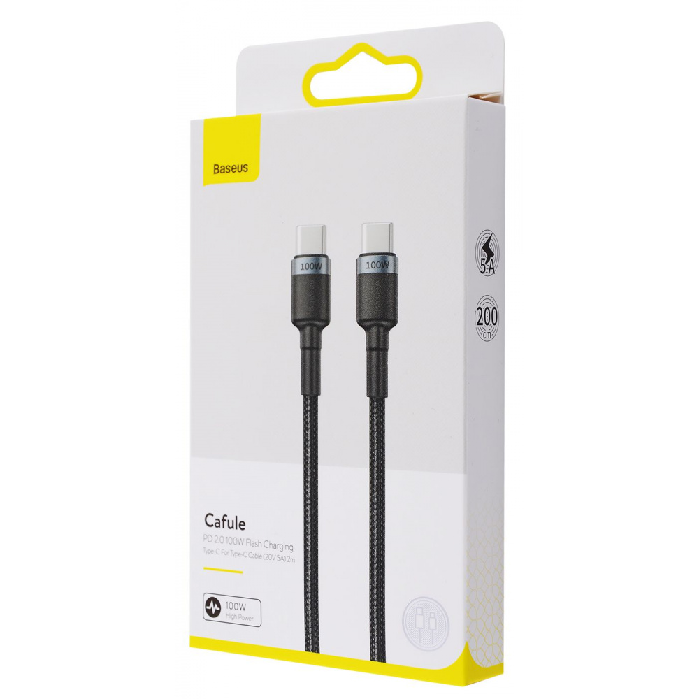 Кабель Baseus Cafule Type-C to Type-C PD 2.0 100W (2m) — Придбати в Україні