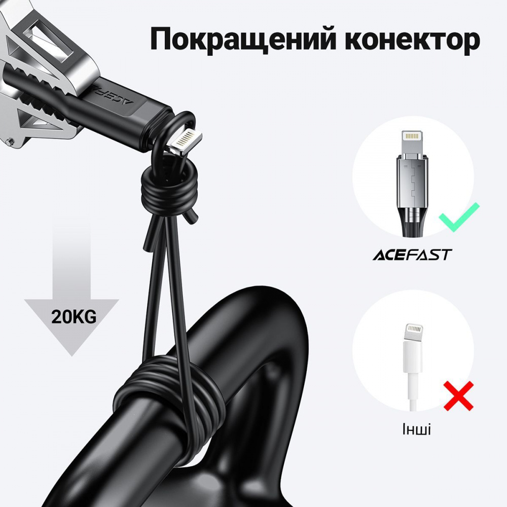 Кабель Acefast C3-01 Type-C to Lightning 30W (1.2m) — Придбати в Україні - фото 3