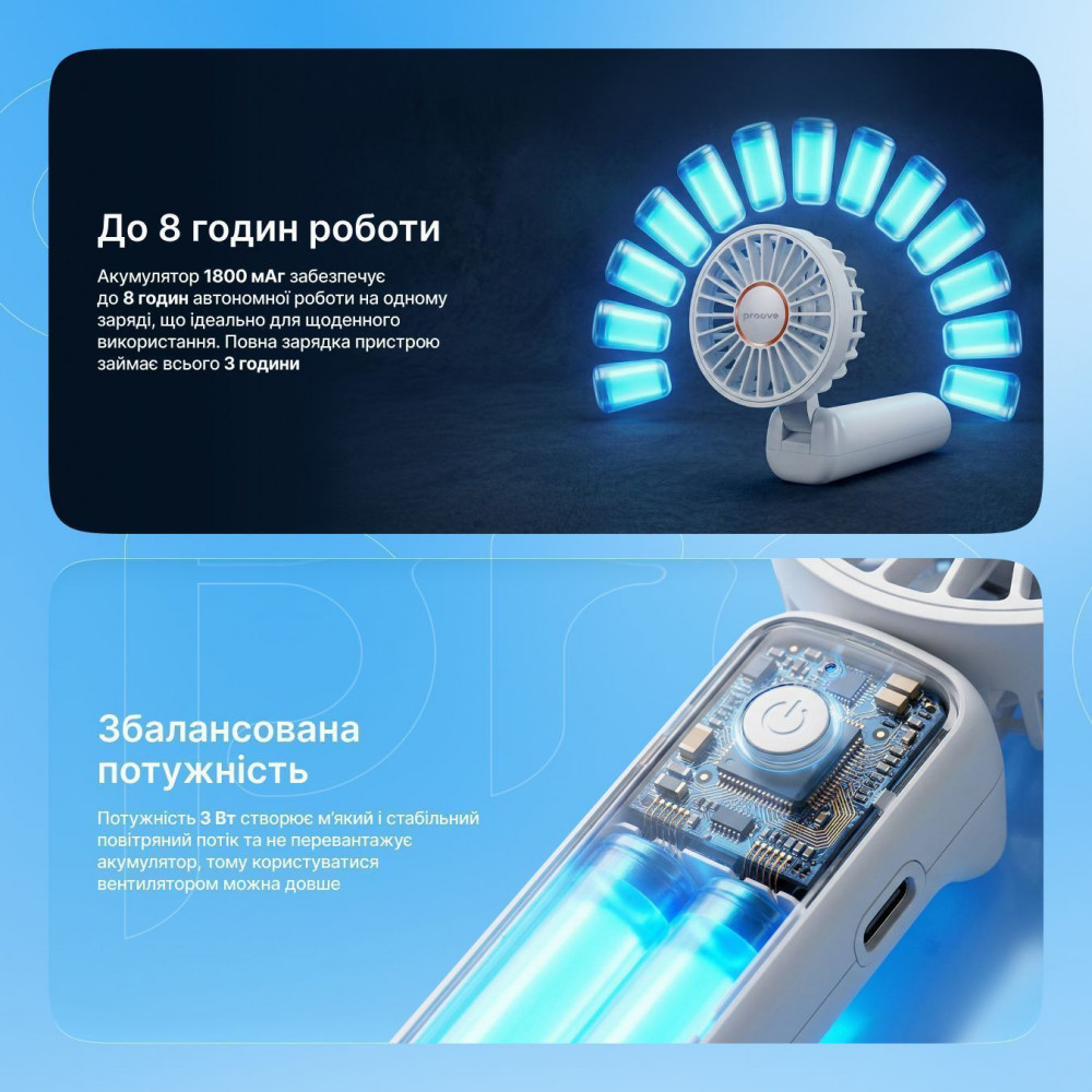 Портативный вентилятор Proove Carlson white (PFCN03002002) Белый на картинке №7