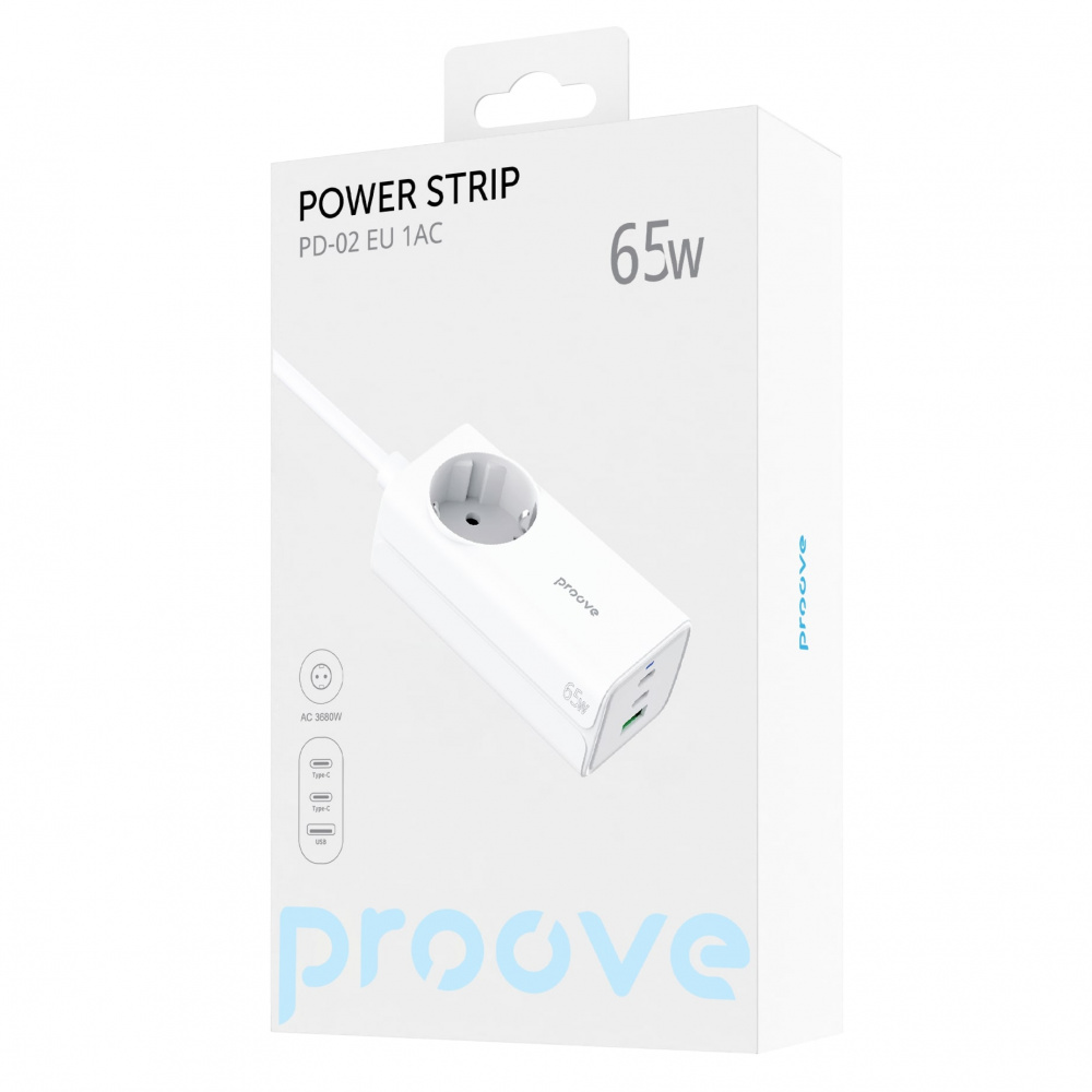 Мережевий фільтр Proove Power Strip PD-02 65W (2 Type-C + 1USB) — Придбати в Україні - фото 1