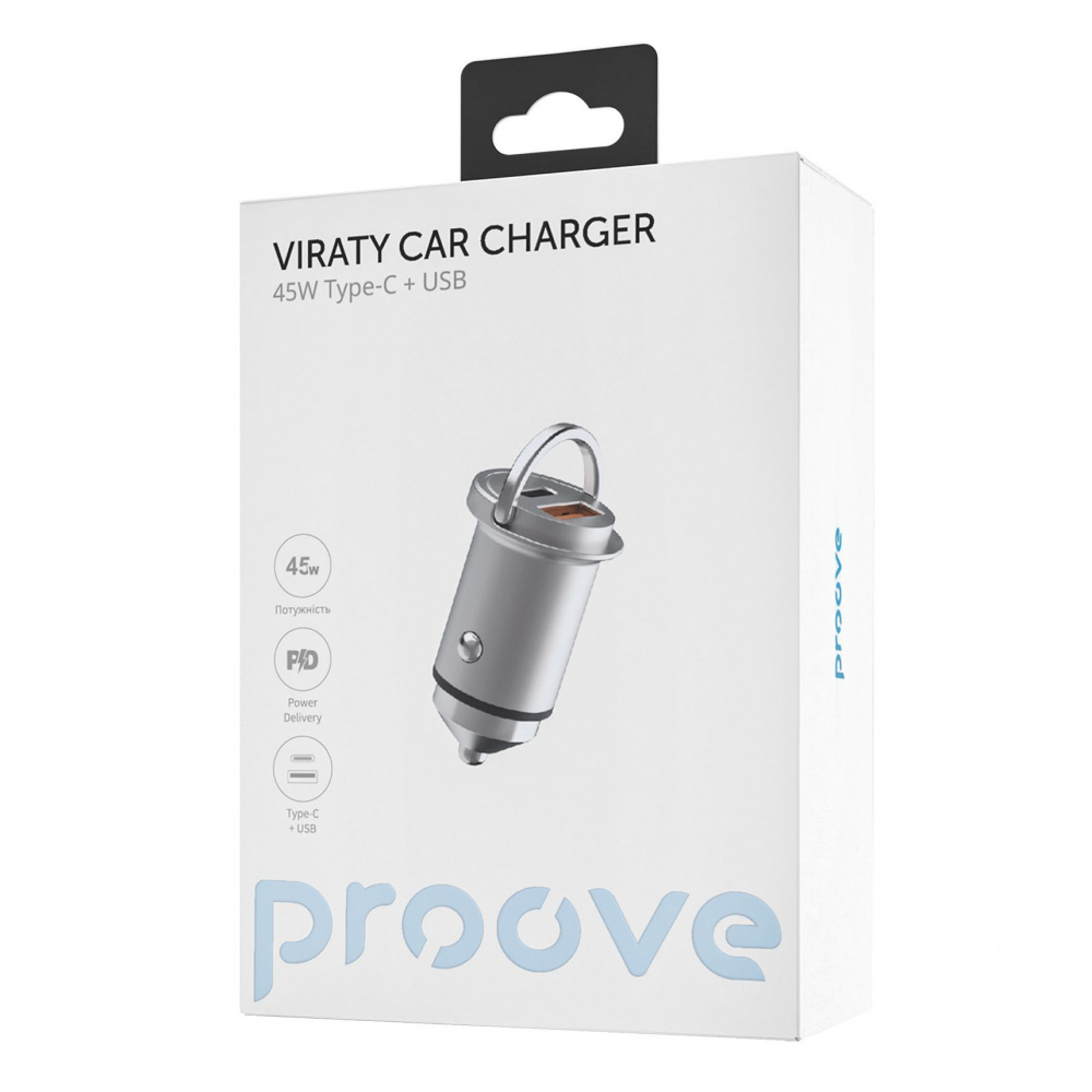 АЗП Proove Viraty Car Charger 45W (QC+PD) Type-C + USB — Придбати в Україні