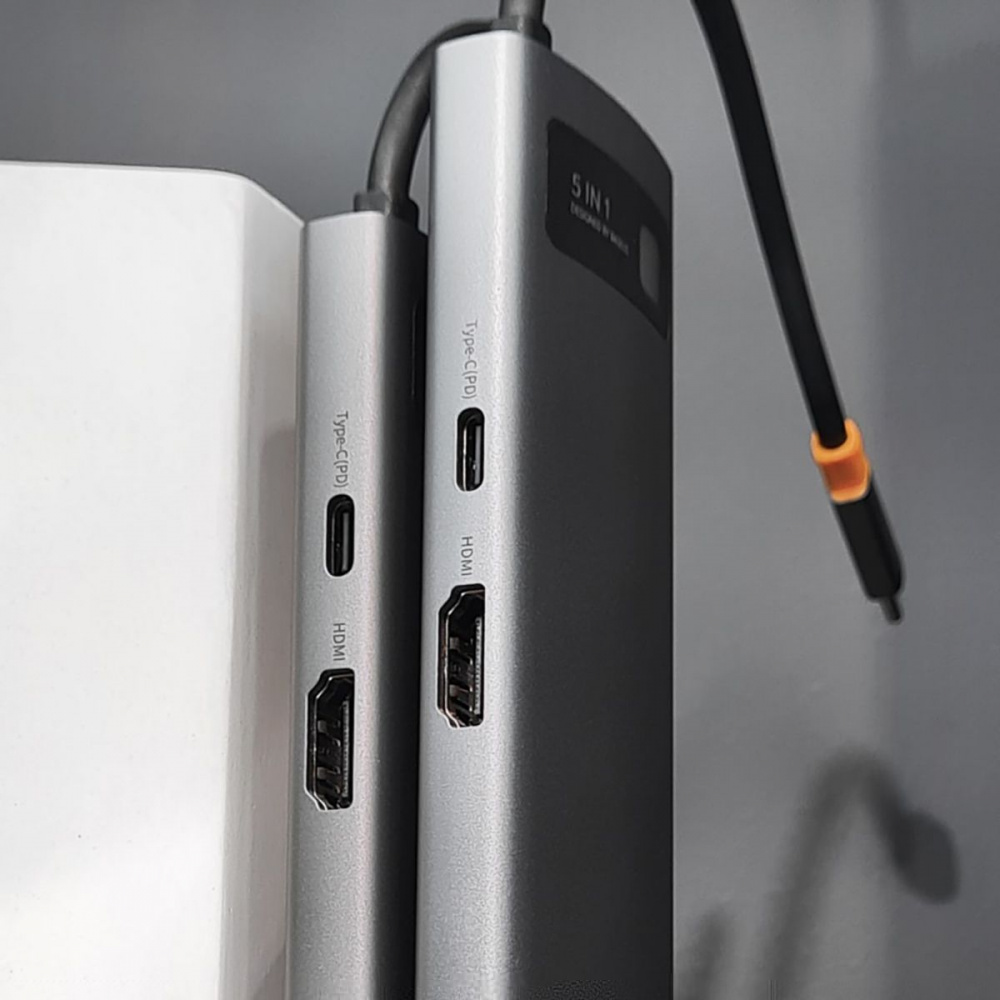 USB-Хаб Baseus Metal Gleam Series 5-in-1 30Hz Version (3xUSB3.0 + 4KHD + Type-C). - фото 4
