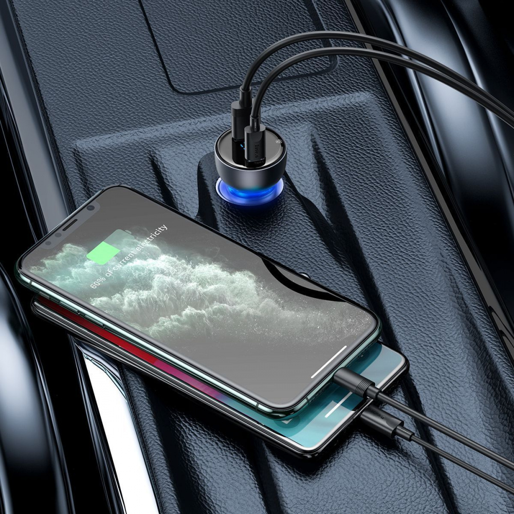 Car Charger Baseus Particular Digital Display PPS Dual Quick Charger 65W USB + Type-C - фото 2