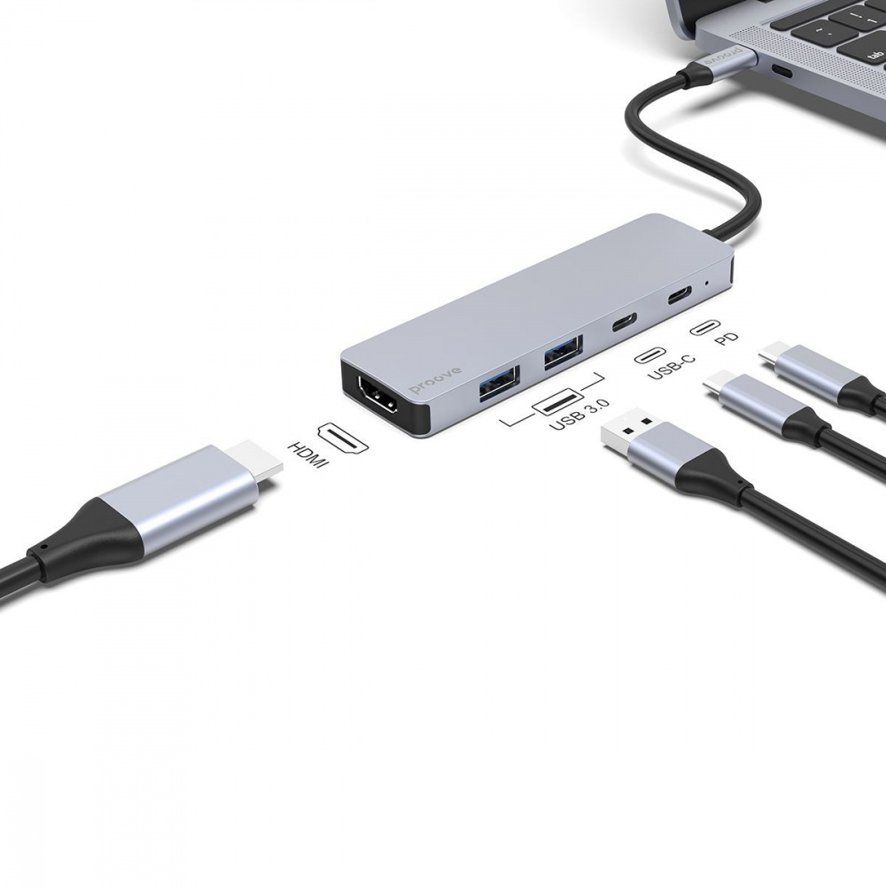 Type-C-Хаб Proove Iron Link 5 in 1 (2*Type-C + 2*USB3.0 + HDMI) — Придбати в Україні - фото 3