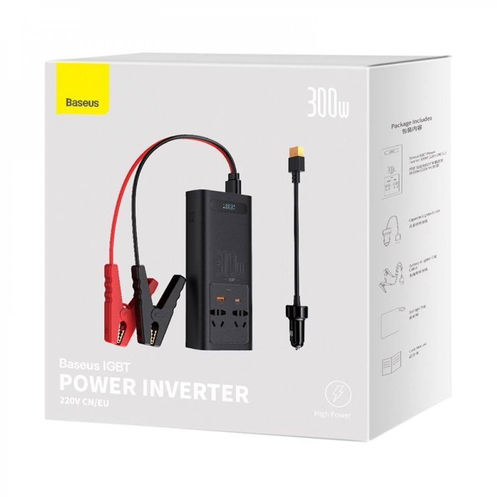 Автомобильний Інвертор Baseus In-car Inverter 300W (220V CN/EU) — Придбати в Україні