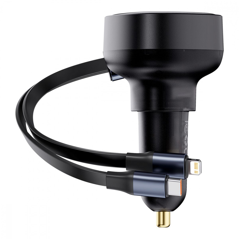 Автомобильное ЗУ Baseus Enjoyment Pro Car Charger USB + Retractable C & iP Cable 60W - фото 5