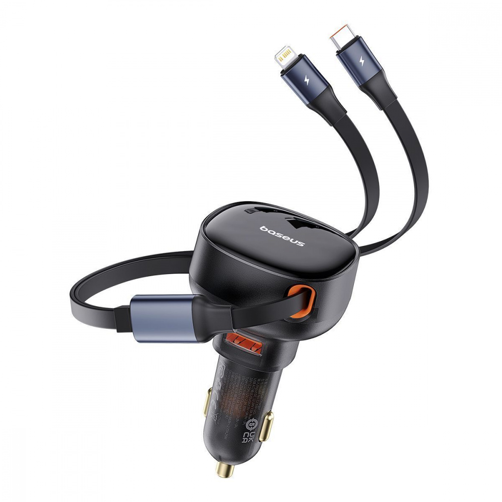 Автомобильное ЗУ Baseus Enjoyment Pro Car Charger USB + Retractable C & iP Cable 60W - фото 6