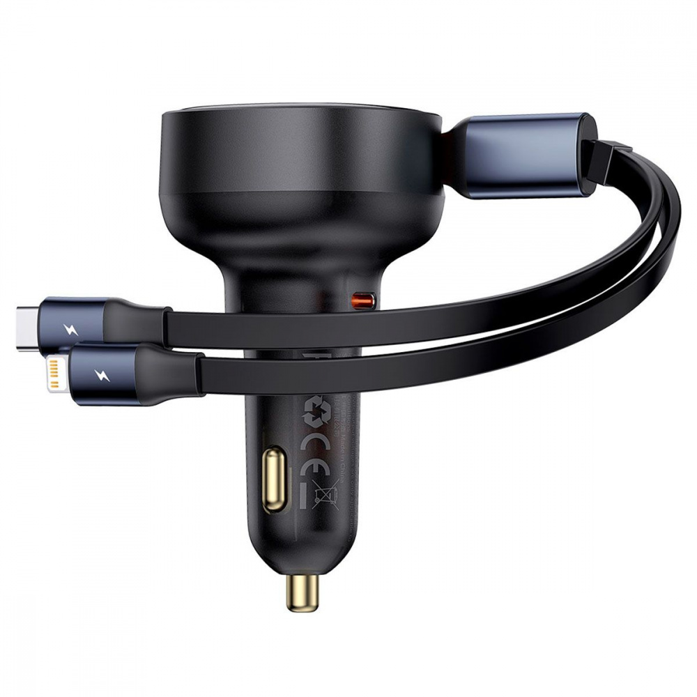 АЗУ Baseus Enjoyment Pro Car Charger C+Retractable C & iP Cable 60W - фото 2