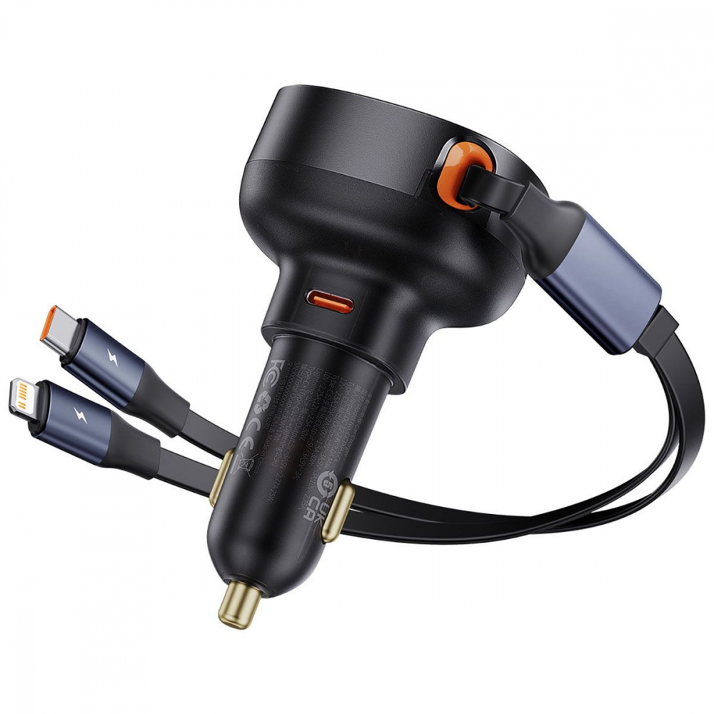 АЗУ Baseus Enjoyment Pro Car Charger C+Retractable C & iP Cable 60W - фото 3