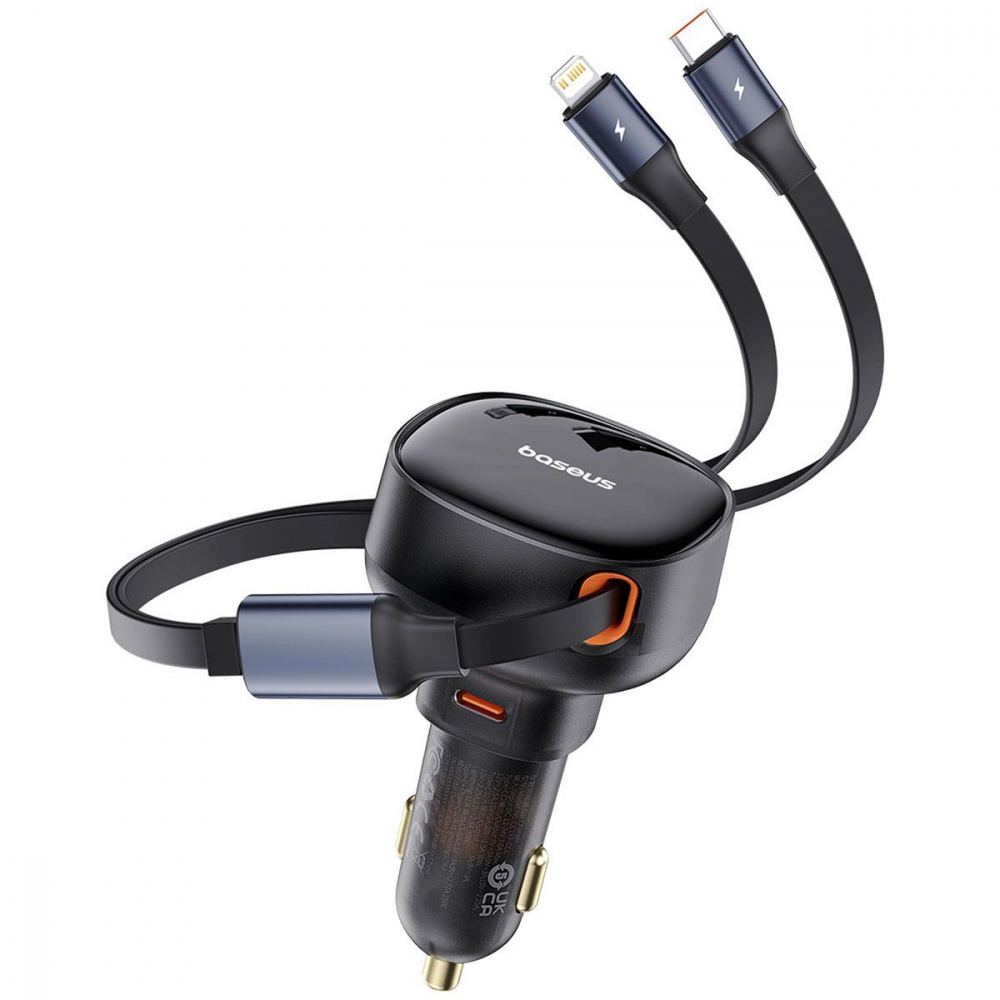 АЗУ Baseus Enjoyment Pro Car Charger C+Retractable C & iP Cable 60W - фото 6
