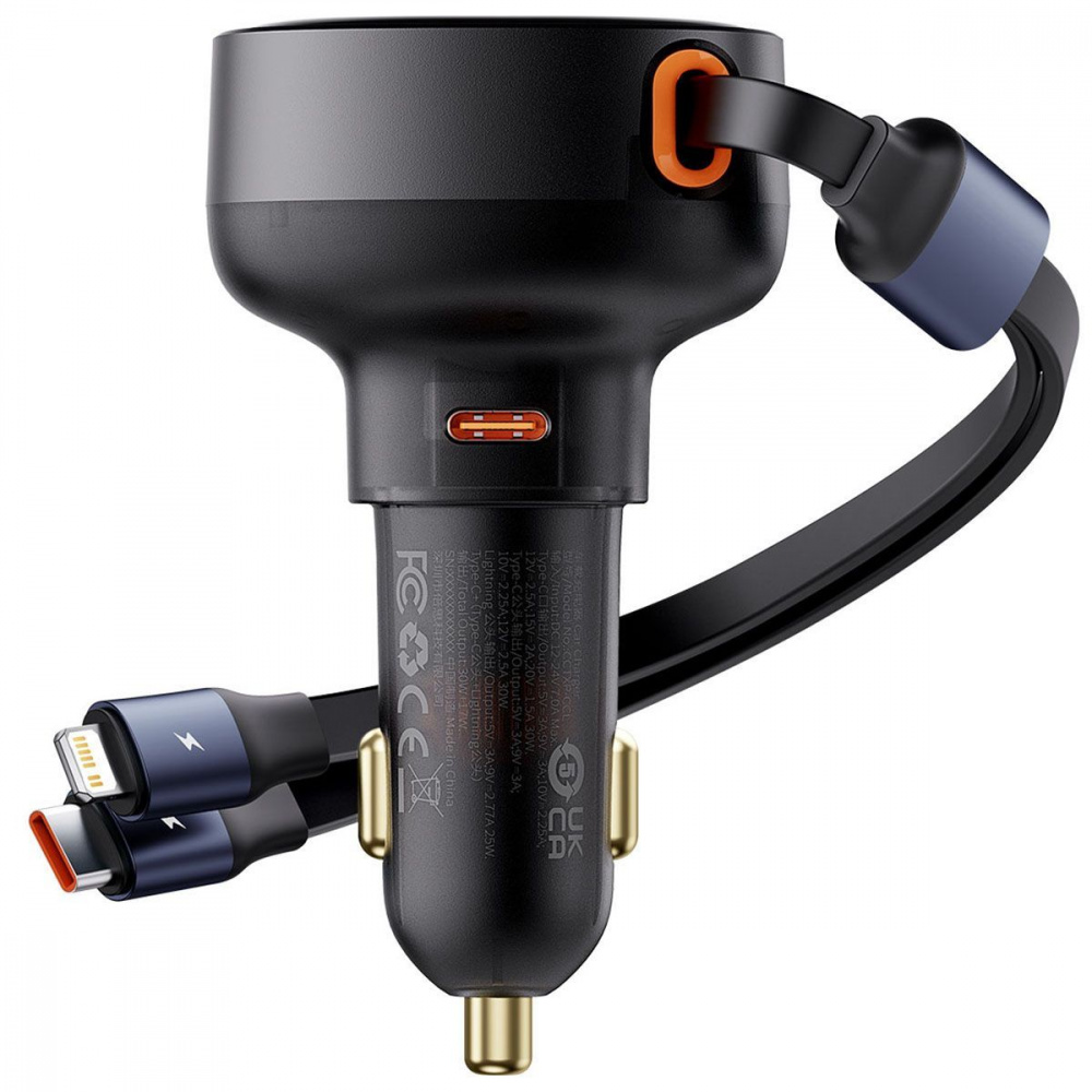 АЗУ Baseus Enjoyment Pro Car Charger C+Retractable C & iP Cable 60W