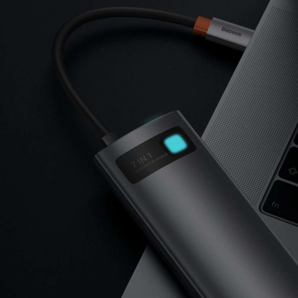 Type-C-Хаб Baseus Metal Gleam Series 7-Port (Type-C to HDMI4K 60Hz+3xUSB3.0+PD+SD/TF) — Придбати в Україні - фото 7