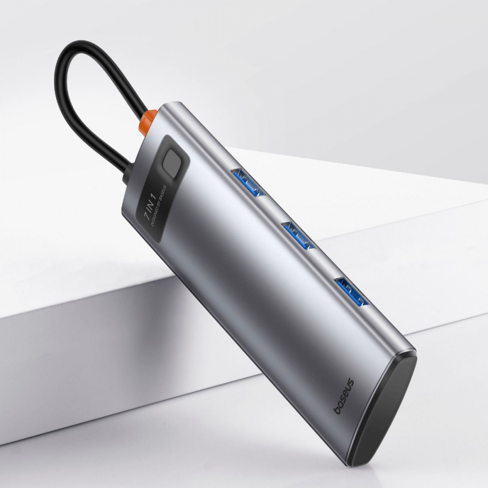 Type-C-Хаб Baseus Metal Gleam Series 7-Port (Type-C to HDMI4K 60Hz+3xUSB3.0+PD+SD/TF) — Придбати в Україні - фото 8