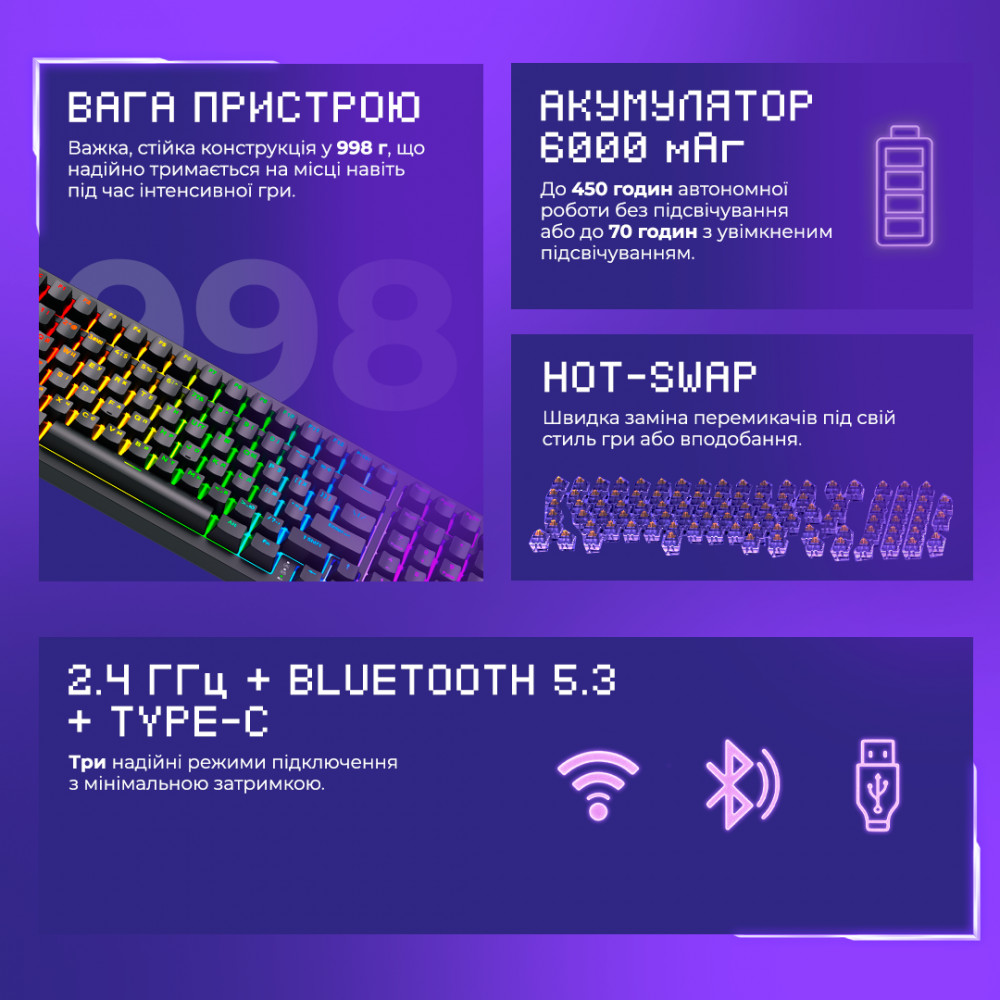 Бездротова клавіатура Proove Gaming Slicker Pro (Ukraine Layout) — Придбати в Україні - фото 16