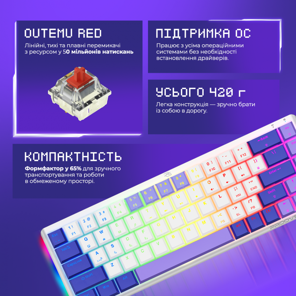 Беспроводная клавиатура Proove  Gaming AFK (Ukraine Layout) - фото 3