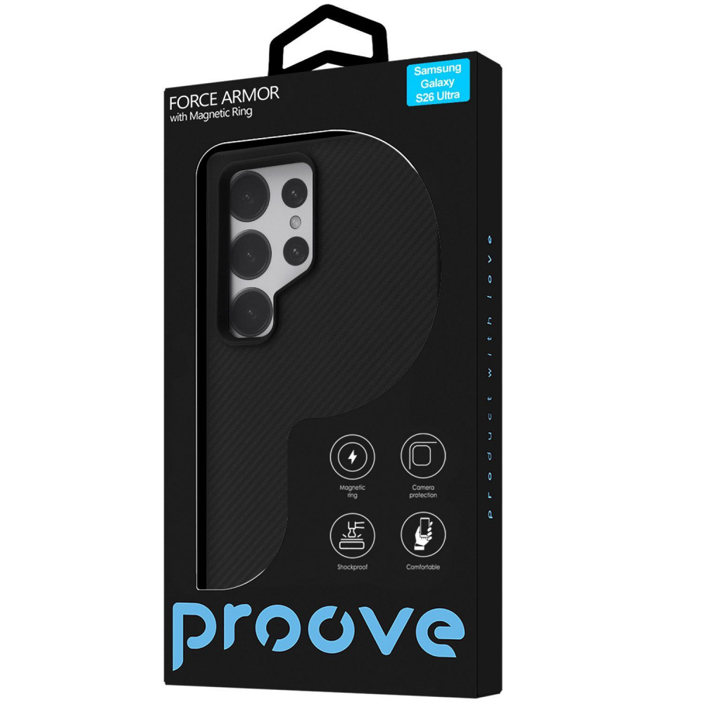 Чехол Proove Force Armor Case with Magnetic Ring Samsung Galaxy S26 Ultra black (PCFASGSU2602) Черный на картинке №2
