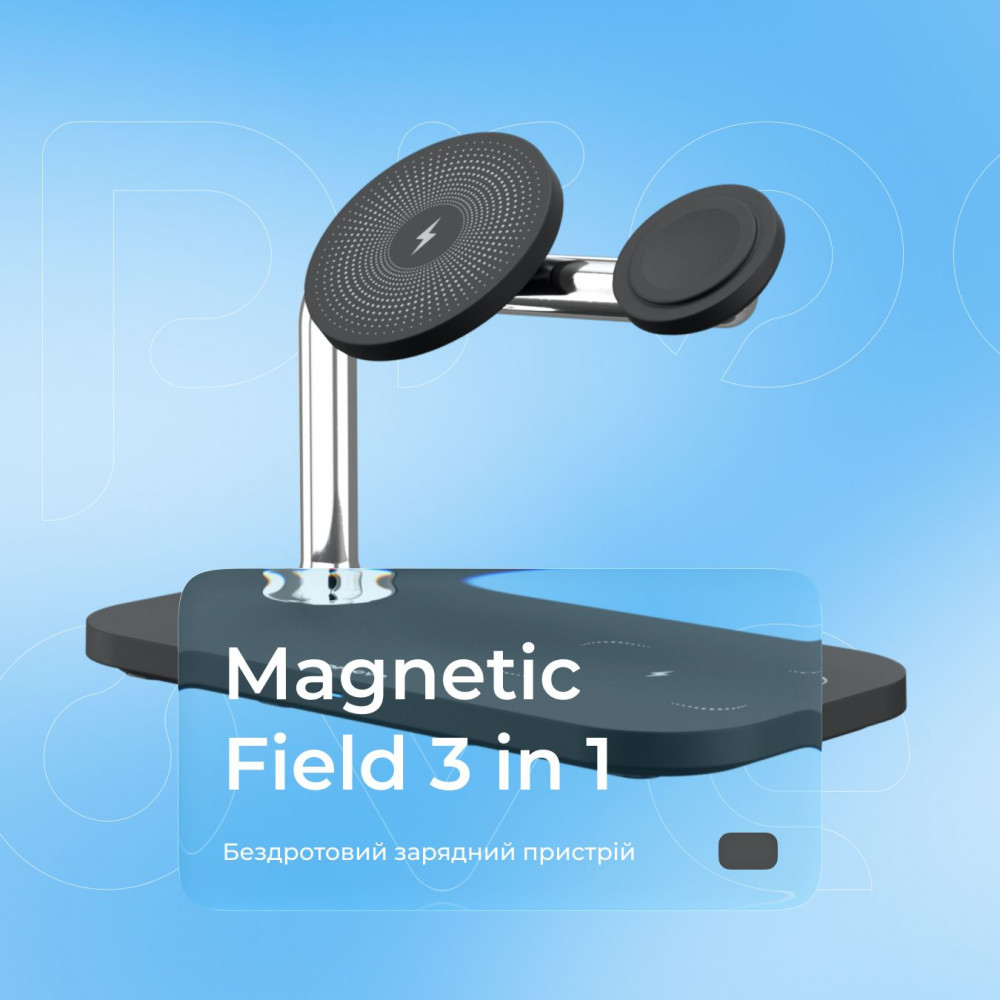 Беспроводное ЗУ Proove Magnetic Field 3 in 1 black (WSMF15010001) Черный на картинке №5