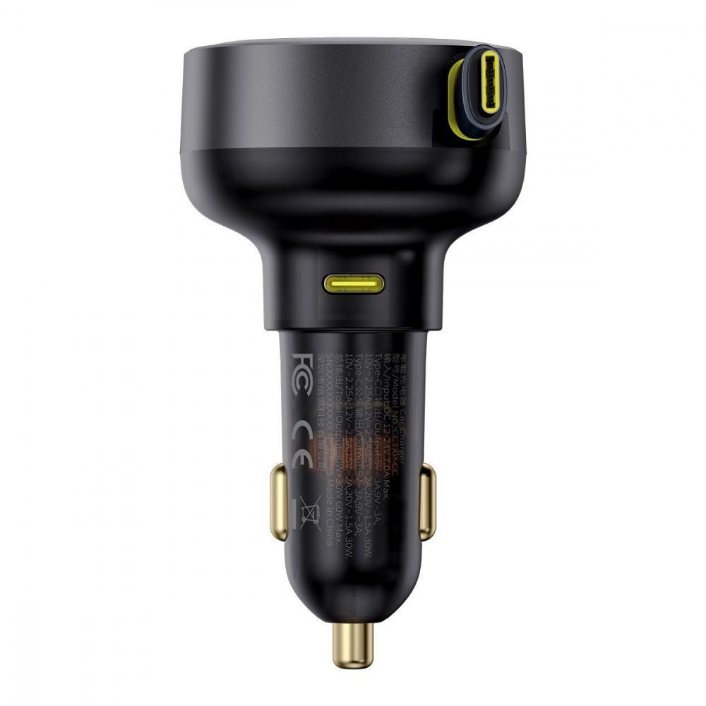 АЗУ Baseus Enjoyment Pro Car Charger C+Retractable Type-C Cable 60W - фото 4