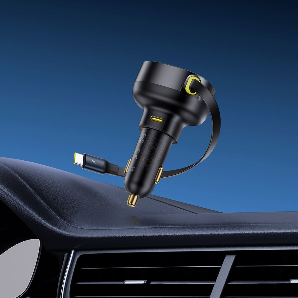 АЗУ Baseus Enjoyment Pro Car Charger C+Retractable Type-C Cable 60W - фото 8