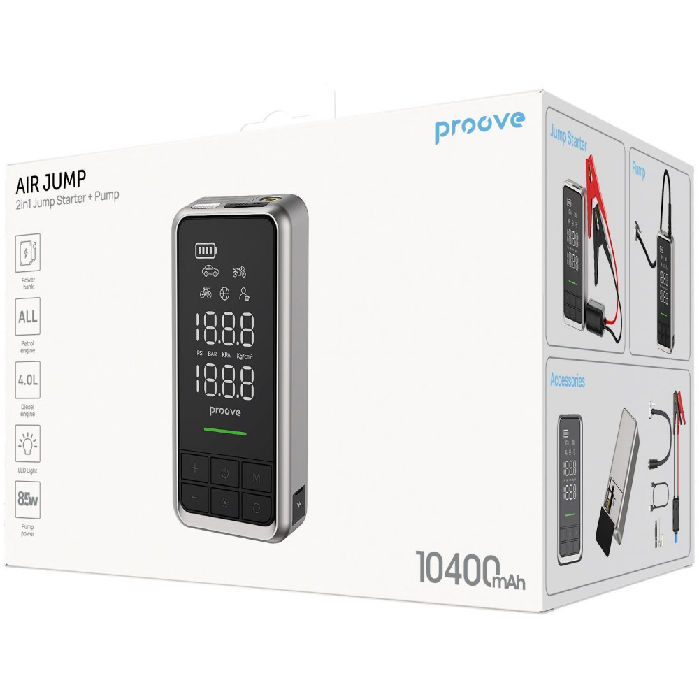 Пусковое Устройство 2 in 1 + Насос Proove Air Jump 10400mAh 1000A - фото 1