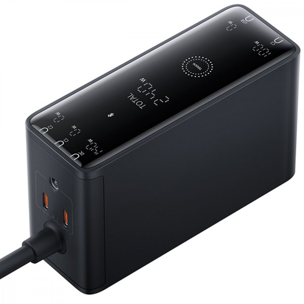 МЗП Baseus Digital GaN Intelligent Desktop Fast Charger 240W (3xType+C+USB+DC) (With Cable DC to DC black на малюнкі №6