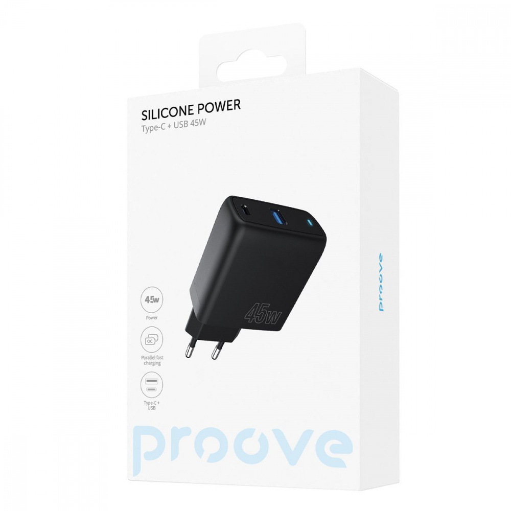 СЗУ Proove Silicone Power 45W (Type-C + USB) - фото 1