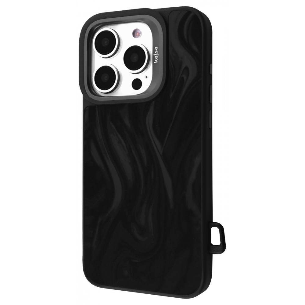 Чехол Kajsa Fluid Art with Magnetic Ring iPhone 16 Pro black на картинке №1